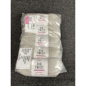 Lot Of 5 Big Twist Baby Bunny Yarn Light Gray 3.5 oz 284 yds Each New Super Fine